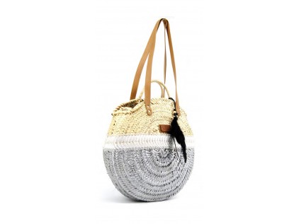 BOLSO REDONDO GRANDE PINTADO CINTA BRILLO.